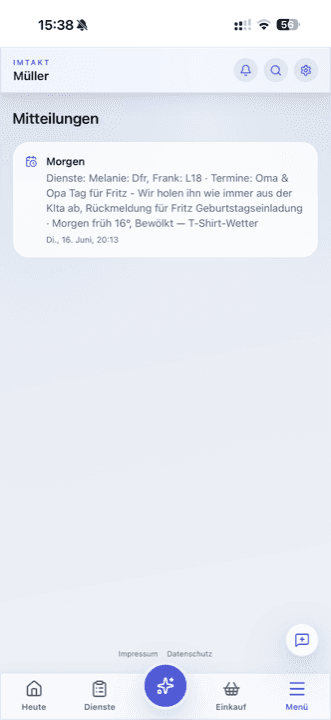 ImTakt Mitteilungen fuer morgen